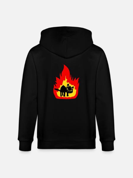 Burning hot cat - Stanley/Stella CULTIVATOR  Unisex Organic Hooded Jacket - black