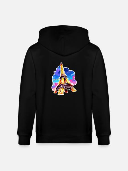 Eiffel tower #22 - Stanley/Stella CULTIVATOR  Unisex Organic Hooded Jacket - black