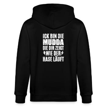 Ick Bin Die Mudda - Stanley/Stella Unisex Bio-Kapuzenjacke CULTIVATOR  - Schwarz - Hinten - Anna (173cm)