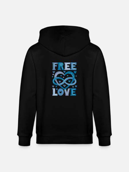 Polyamory Symbol - Turquoise - Stanley/Stella CULTIVATOR Unisex Organic Hooded Jacket - black