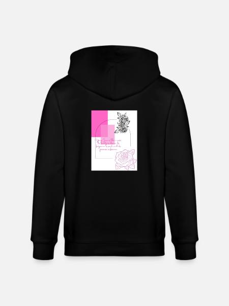 Geometric roses - Pink - Stanley/Stella CULTIVATOR  Unisex Organic Hooded Jacket - black