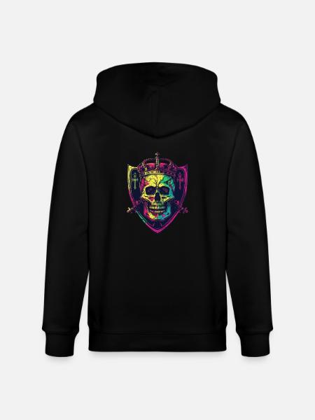 King Skull Crown Crest - Stanley/Stella CULTIVATOR Unisex Organic Hooded Jacket - black