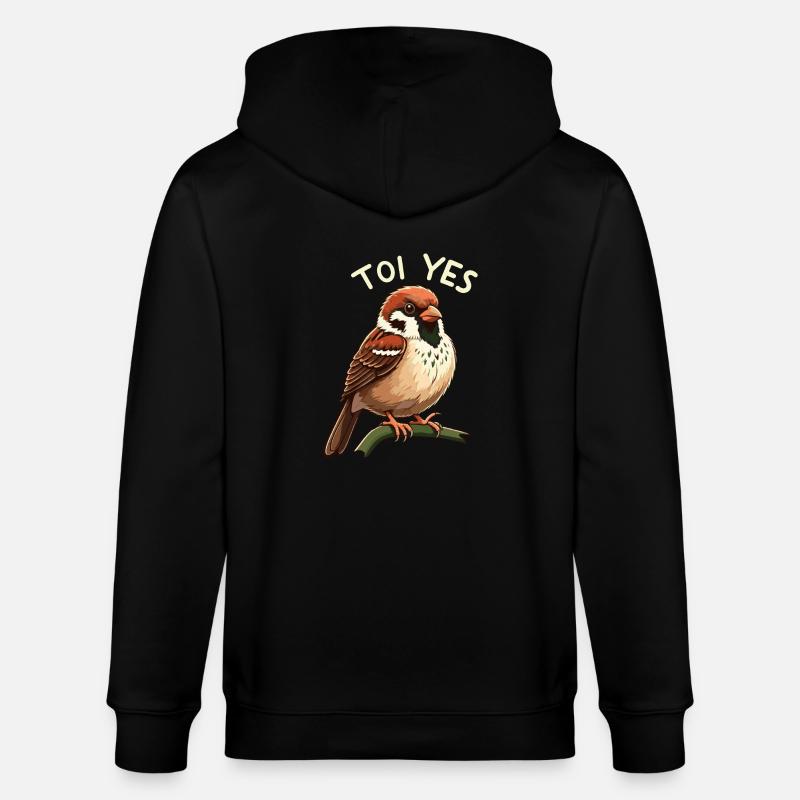Toi yes moineau - Veste à capuche bio CULTIVATOR Stanley/Stella Unisexe - noir