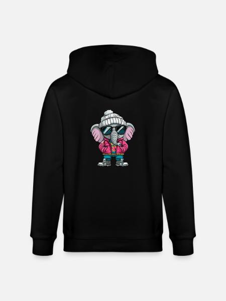 Elephant Winter Comic - Stanley/Stella CULTIVATOR  Unisex Organic Hooded Jacket - black