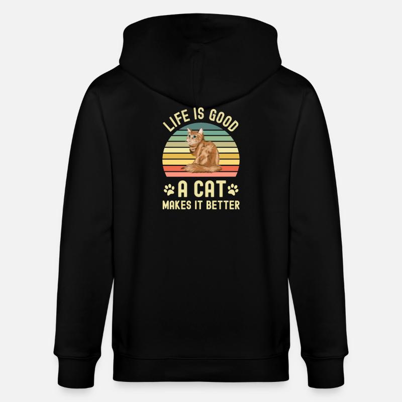 Katze Katzen - Stanley/Stella Unisex Bio-Kapuzenjacke CULTIVATOR - Schwarz
