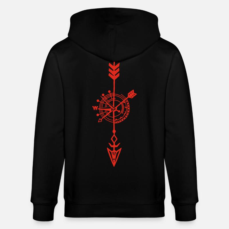 Esquisse d'un compas rouge - Veste à capuche bio CULTIVATOR Stanley/Stella Unisexe - noir