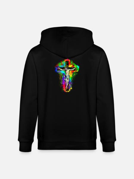Jesus Christ Cross - Stanley/Stella CULTIVATOR Unisex Organic Hooded Jacket - black