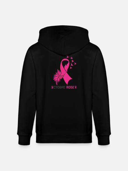 Octobre Rose, Ruban et oiseaux d’espoir - Veste à capuche bio CULTIVATOR Stanley/Stella Unisexe - noir