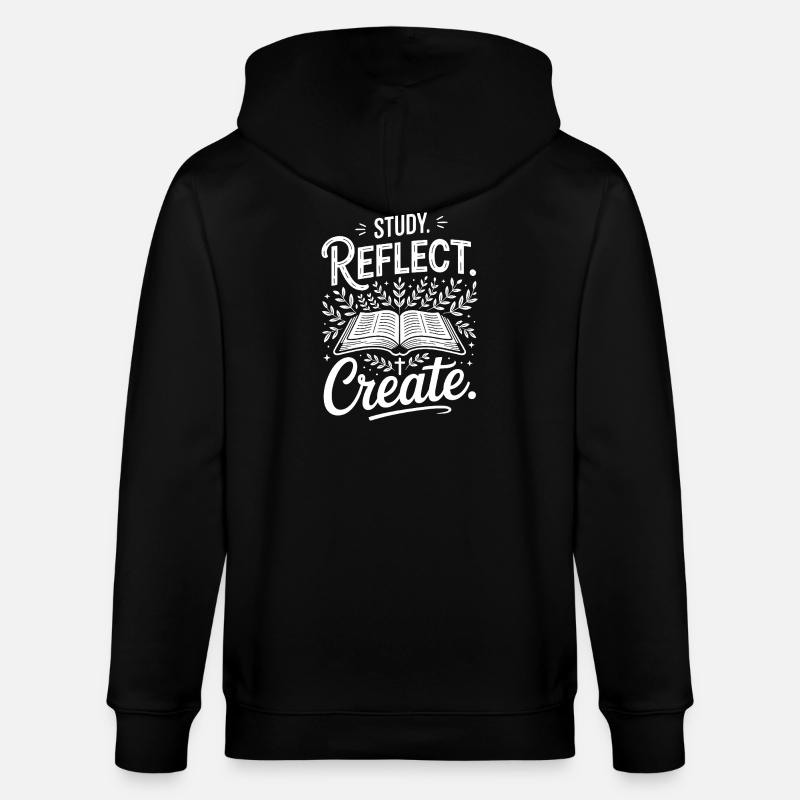 Study Reflect Create OpenBook Motif - Stanley/Stella CULTIVATOR Unisex Organic Hooded Jacket - black
