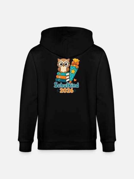 Schulkind Eule 2026 Lernfreude - Stanley/Stella Unisex Bio-Kapuzenjacke CULTIVATOR  - Schwarz
