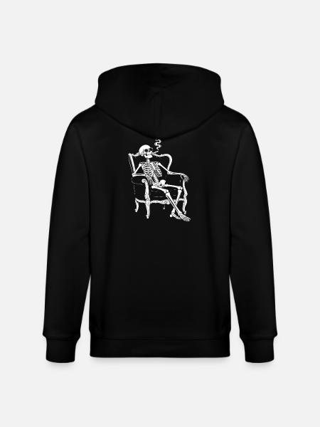 Skeleton on Sofa Smoke Chill - Stanley/Stella CULTIVATOR Unisex Organic Hooded Jacket - black