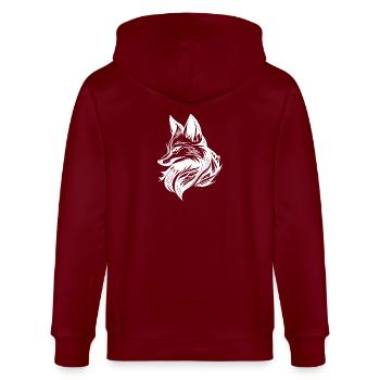 Elegant cunning fox in tattoo ink - Stanley/Stella CULTIVATOR  Unisex Organic Hooded Jacket - burgundy - Back - Anna (173cm)