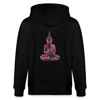 Buddha - Stanley/Stella Unisex Bio-Kapuzenjacke CULTIVATOR  - Schwarz - Hinten - Anna (173cm)