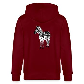 Zebra - Stanley/Stella Unisex Bio-Kapuzenjacke CULTIVATOR  - Burgunderrot - Hinten - Anna (173cm)
