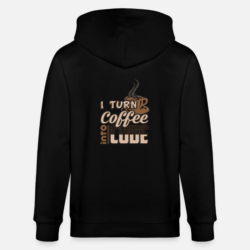 turn coffee into code - Stanley/Stella Unisex Bio-Kapuzenjacke CULTIVATOR  - Schwarz