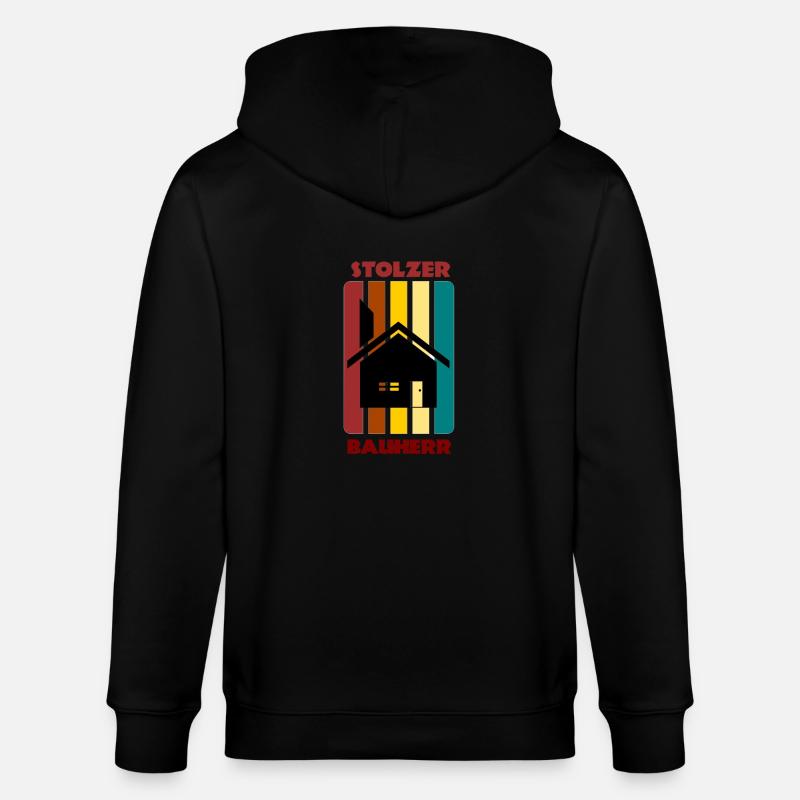 Stolzer Bauherr / Hausbau / Geschenk - Stanley/Stella Unisex Bio-Kapuzenjacke CULTIVATOR  - Schwarz