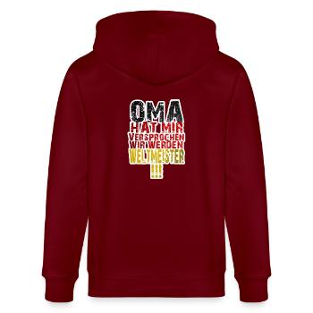 Deutschland Fußball WM T-Shirt - Stanley/Stella Unisex Bio-Kapuzenjacke CULTIVATOR  - Burgunderrot - Hinten - Anna (173cm)