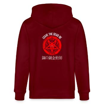 Plein métal alchimiste gras alchimie rouge symbole - Veste à capuche bio CULTIVATOR Stanley/Stella Unisexe - bordeaux - Dos - Anna (173cm)