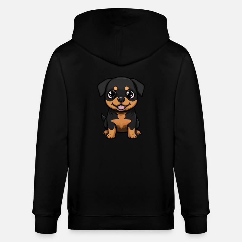 Rottweiler chien bande dessinée mignon - Veste à capuche bio CULTIVATOR Stanley/Stella Unisexe - noir