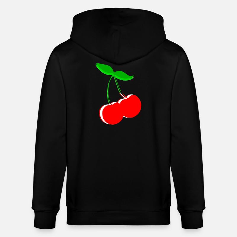 Kirsche Retro Früchte Obst Geschenk Geschenkidee - Stanley/Stella Unisex Bio-Kapuzenjacke CULTIVATOR  - Schwarz