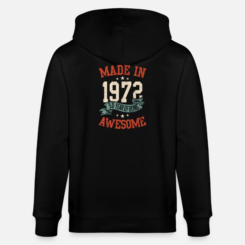 Fabriqué en 1972, 50e anniversaire - Veste à capuche bio CULTIVATOR Stanley/Stella Unisexe - noir
