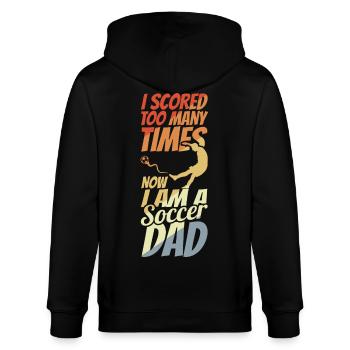 Fußball Dad - Stanley/Stella Unisex Bio-Kapuzenjacke CULTIVATOR  - Schwarz - Hinten - Anna (173cm)