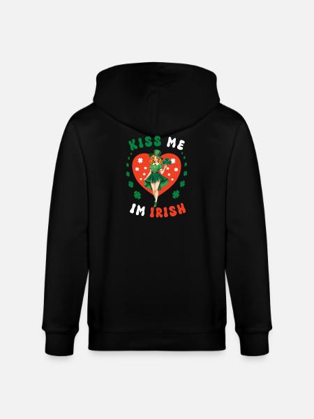 Kiss me, I'm Irish - Stanley/Stella CULTIVATOR  Unisex Organic Hooded Jacket - black