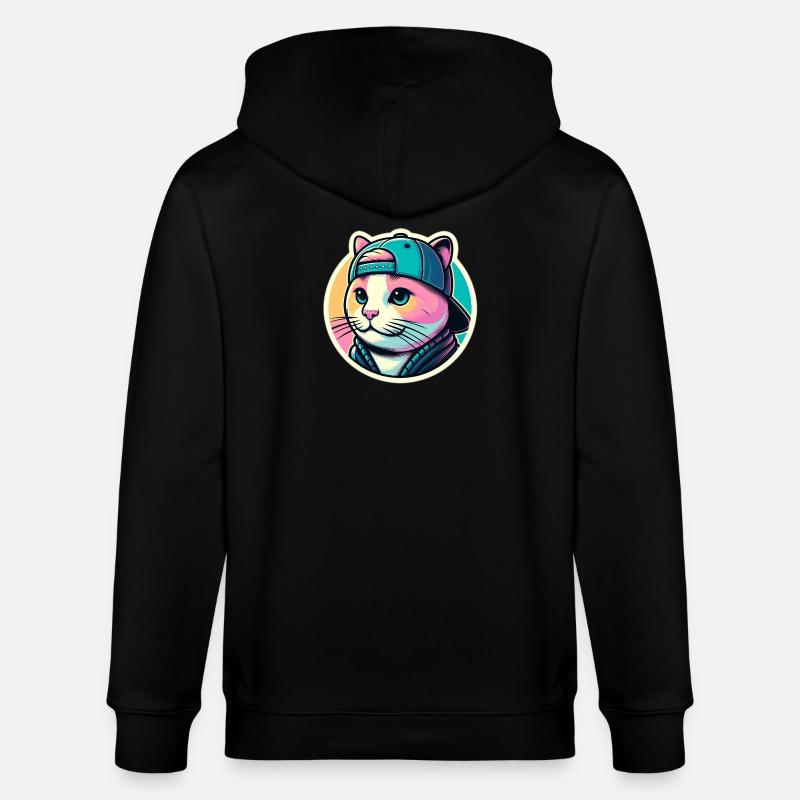 Chat avec casquette en pastel - Veste à capuche bio CULTIVATOR Stanley/Stella Unisexe - noir