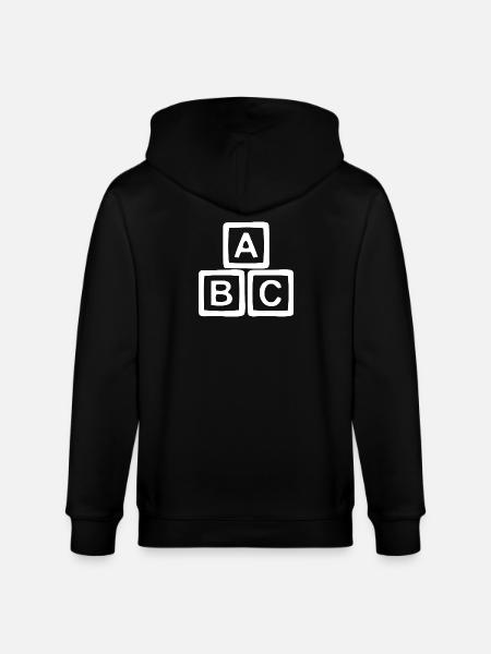 ABC-Blockschild-Stil - Stanley/Stella Unisex Bio-Kapuzenjacke CULTIVATOR - Schwarz