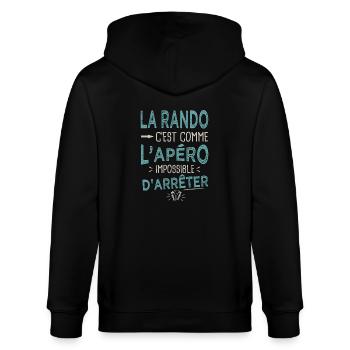 Le Rando c'est comme l'apéro Humour randonnée - Veste à capuche bio CULTIVATOR Stanley/Stella Unisexe - noir - Dos - Anna (173cm)