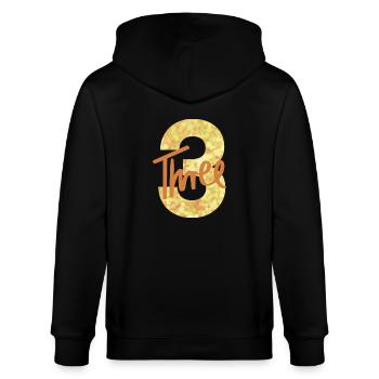 Zahl / 3 / Drei / Geburtstag / Dritter / Nummer - Stanley/Stella Unisex Bio-Kapuzenjacke CULTIVATOR  - Schwarz - Hinten - Anna (173cm)