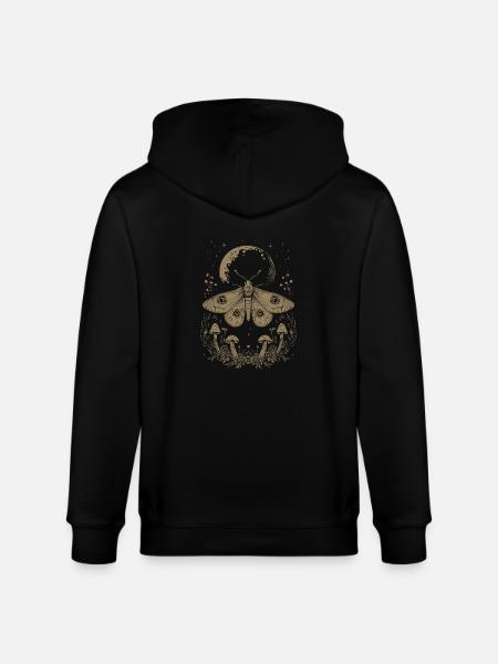 Moth Fairycore Goth Grunge Mushrooms - Stanley/Stella CULTIVATOR  Unisex Organic Hooded Jacket - black