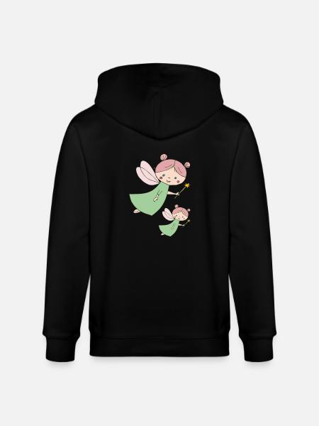 Fairy big and small - Stanley/Stella CULTIVATOR Unisex Organic Hooded Jacket - black