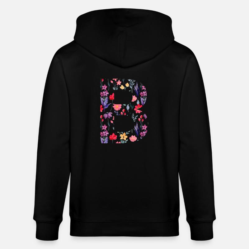 Personalisierter Blumenbuchstabe b - Geschenkidee - Stanley/Stella Unisex Bio-Kapuzenjacke CULTIVATOR - Schwarz