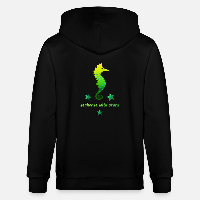 Hippocampe vert avec astérisque - Veste à capuche bio CULTIVATOR Stanley/Stella Unisexe - noir
