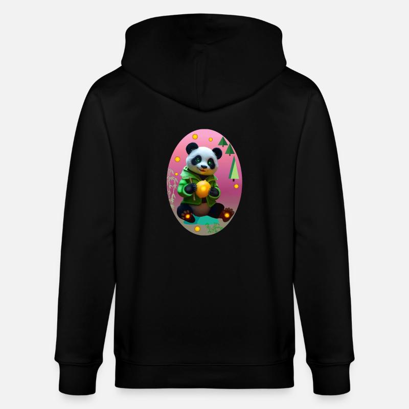 Cyber panda avec citron néon - Veste à capuche bio CULTIVATOR Stanley/Stella Unisexe - noir