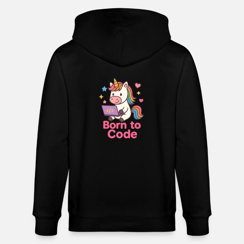 programmierendes Einhorn - Stanley/Stella Unisex Bio-Kapuzenjacke CULTIVATOR  - Schwarz