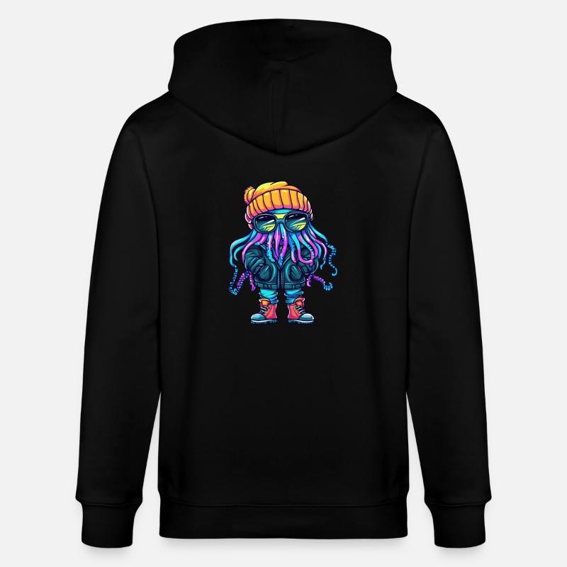 Qualle Winter Comic - Stanley/Stella Unisex Bio-Kapuzenjacke CULTIVATOR  - Schwarz