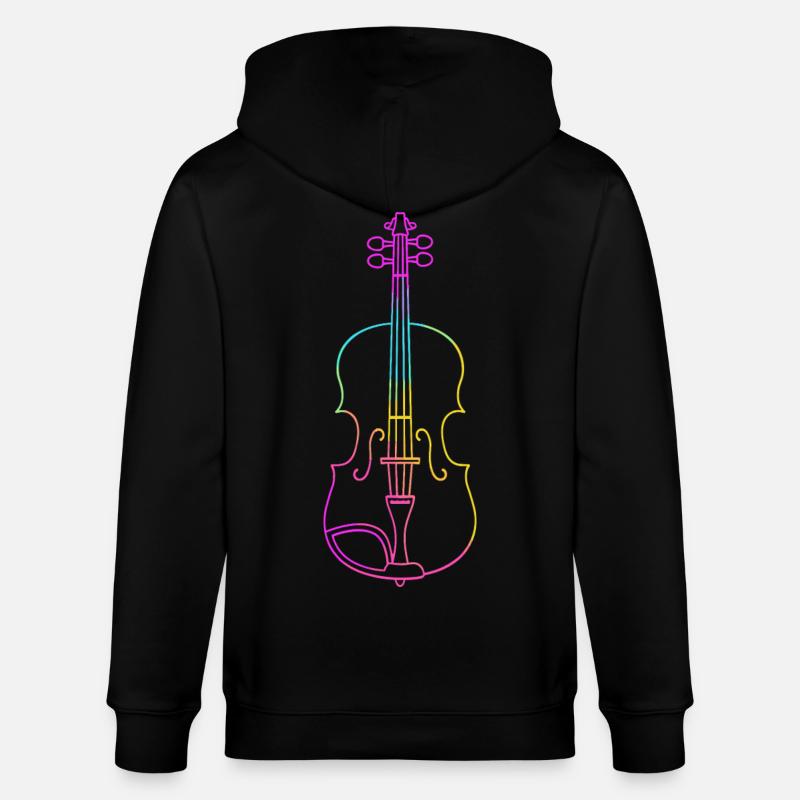 Dessin au trait du violon - Veste à capuche bio CULTIVATOR Stanley/Stella Unisexe - noir
