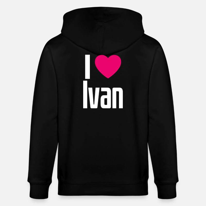 J’aime Ivan Coeur Rose J’aime Ivan - Veste à capuche bio CULTIVATOR Stanley/Stella Unisexe - noir