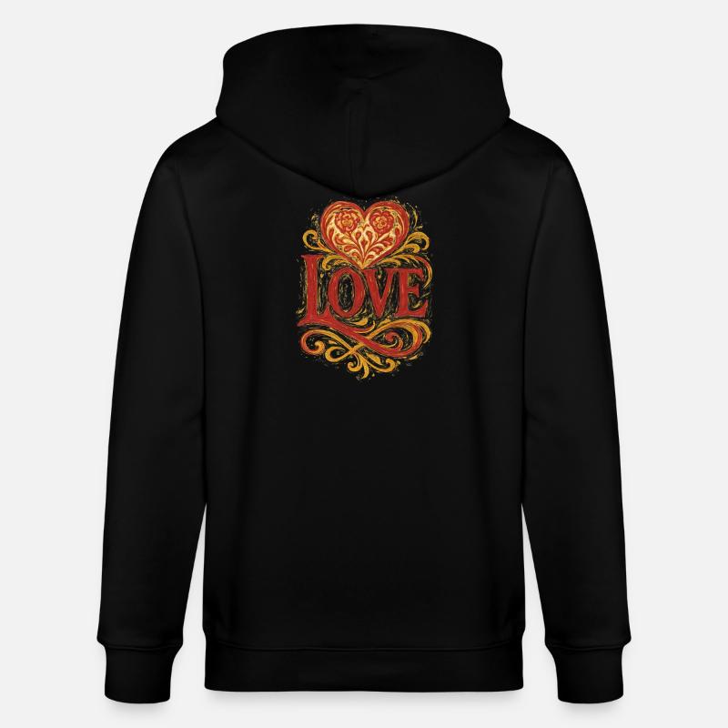 Amour - Cœur - Saint Valentin - Mariage - Veste à capuche bio CULTIVATOR Stanley/Stella Unisexe - noir