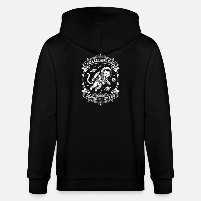 Space Cat – Need Space - Stanley/Stella Unisex Bio-Kapuzenjacke CULTIVATOR - Schwarz