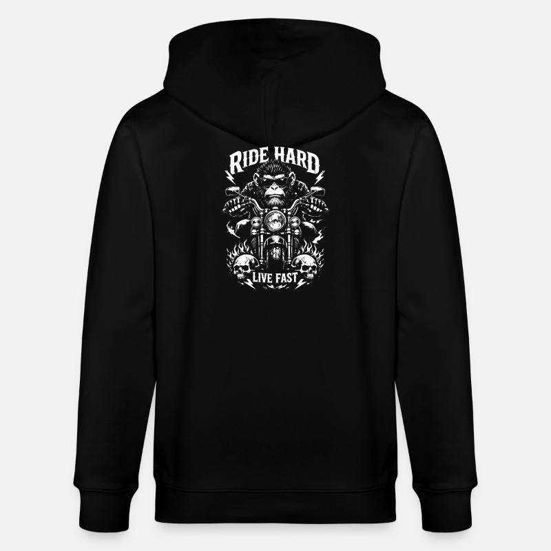 Roulez Hard Monkey à vélo - Veste à capuche bio CULTIVATOR Stanley/Stella Unisexe - noir