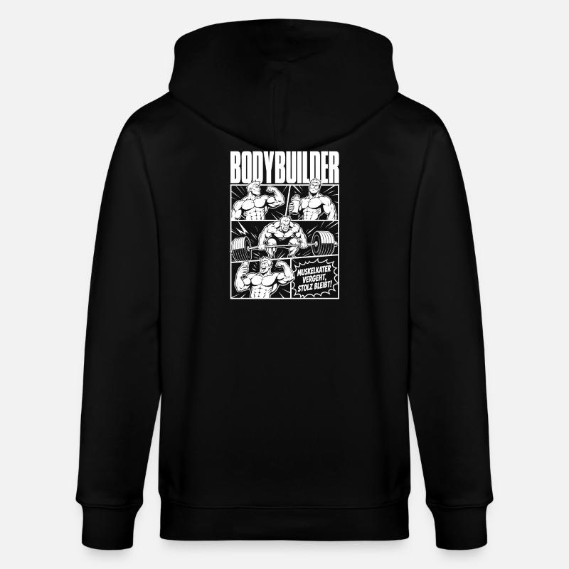 Bodybuilder Training Comic Stolz - Stanley/Stella Unisex Bio-Kapuzenjacke CULTIVATOR - Schwarz