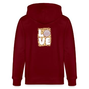 Golfspieler Golf - Stanley/Stella Unisex Bio-Kapuzenjacke CULTIVATOR  - Burgunderrot - Hinten - Anna (173cm)