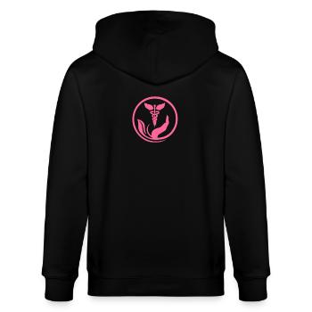 Wohlwollende Hand und Rosa Caduceus - Stanley/Stella Unisex Bio-Kapuzenjacke CULTIVATOR  - Schwarz - Hinten - Anna (173cm)