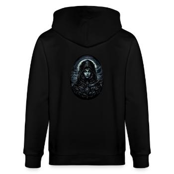 Die Hüterin der Schatten - Stanley/Stella Unisex Bio-Kapuzenjacke CULTIVATOR  - Schwarz - Hinten - Anna (173cm)