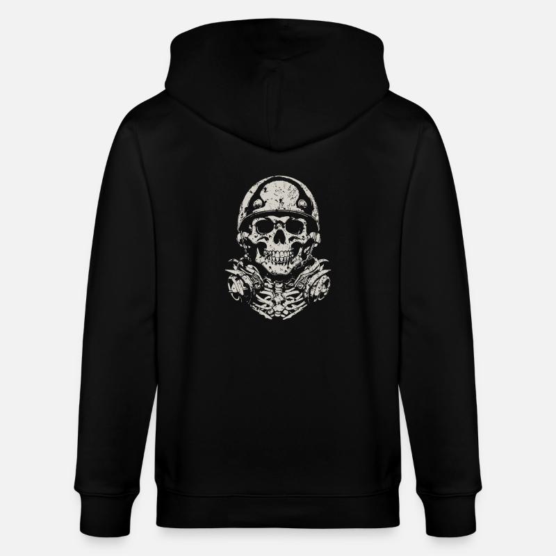 Crâne avec casque - Veste à capuche bio CULTIVATOR Stanley/Stella Unisexe - noir