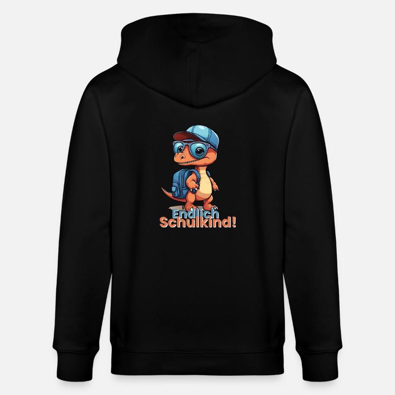 Endlich Schulkind Schulstart Schulanfang Spruch - Stanley/Stella Unisex Bio-Kapuzenjacke CULTIVATOR  - Schwarz