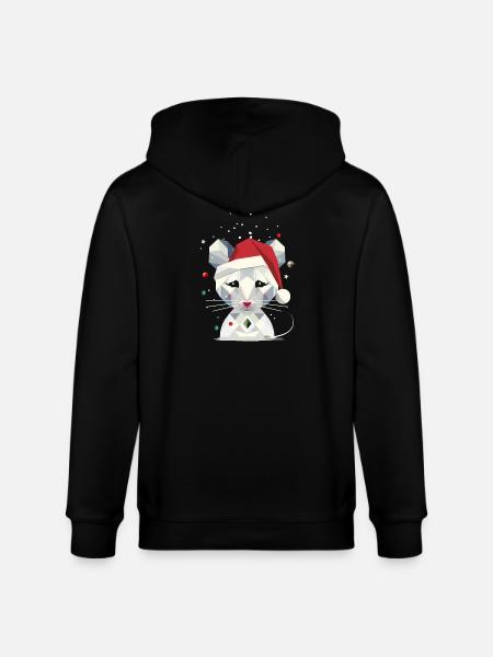 Schneemaus im geometrischen Weihnachtsdesign - Stanley/Stella Unisex Bio-Kapuzenjacke CULTIVATOR  - Schwarz
